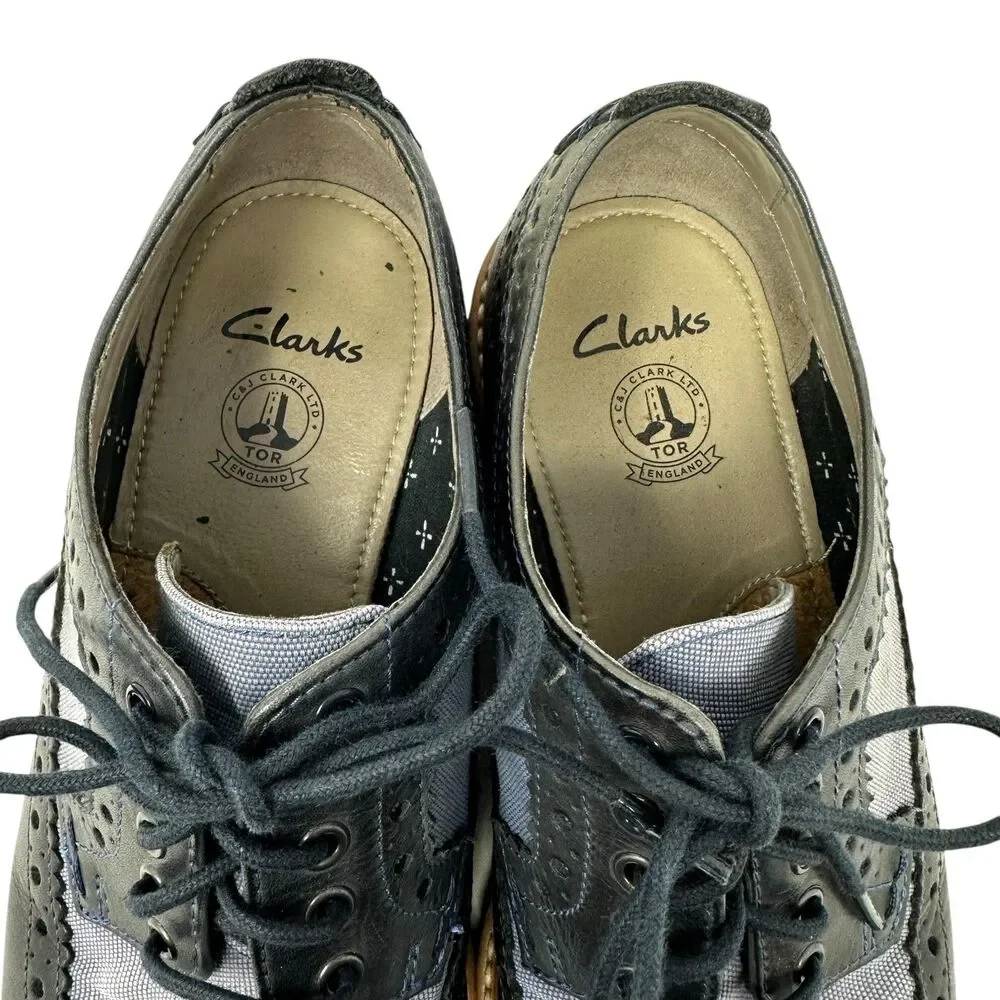 Clarks Mens Pitnet Limit Navy Combo Preppy Wingtip Dress Shoes Size‎ 10.5